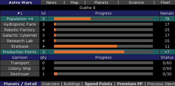 Planet details page of the Planets Screen